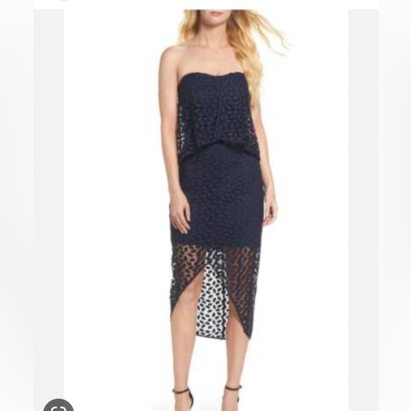 Chelsea28 navy blue strapless dress from Nordstrom - size 14 (fits like 12) EUC - Picture 3 of 3